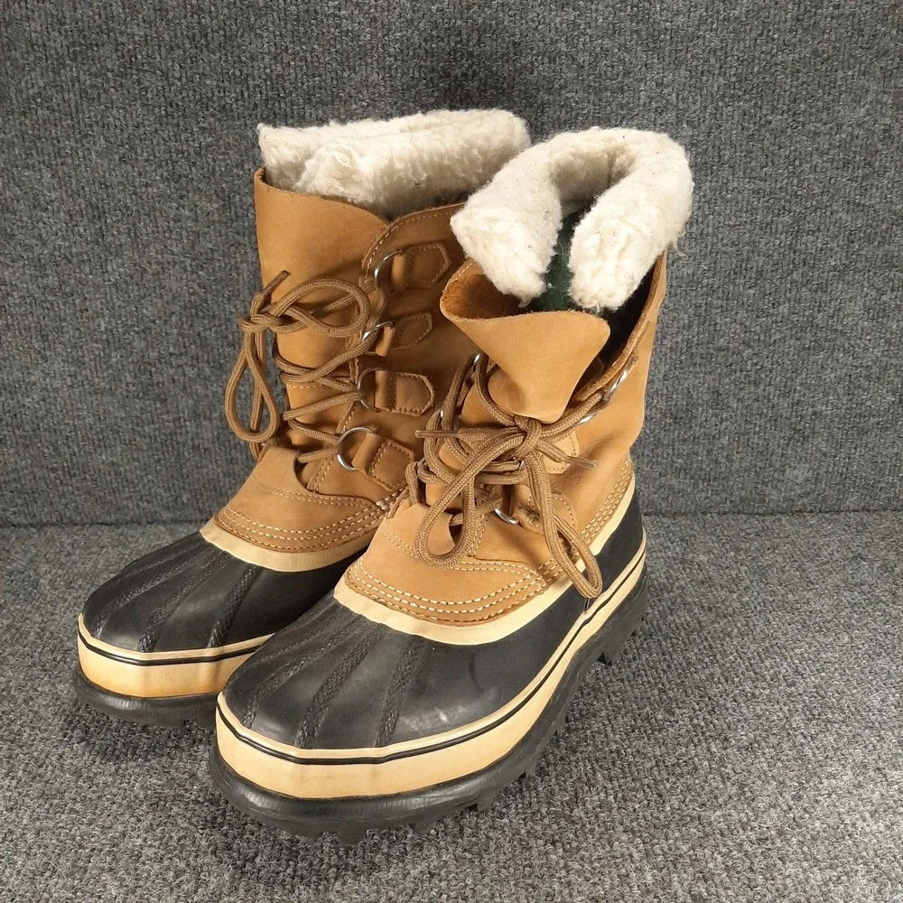 Sorel Caribou Waterproof Winter Boots Brown Leather Insulated Warm Men's 8 EU 40